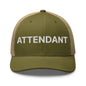 Attendant Work Block Embroidered Mesh Trucker Hat - Moss/ Khaki