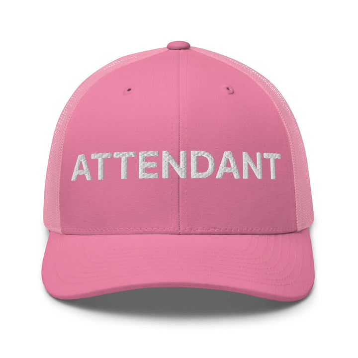 Attendant Work Block Embroidered Mesh Trucker Hat - Pink