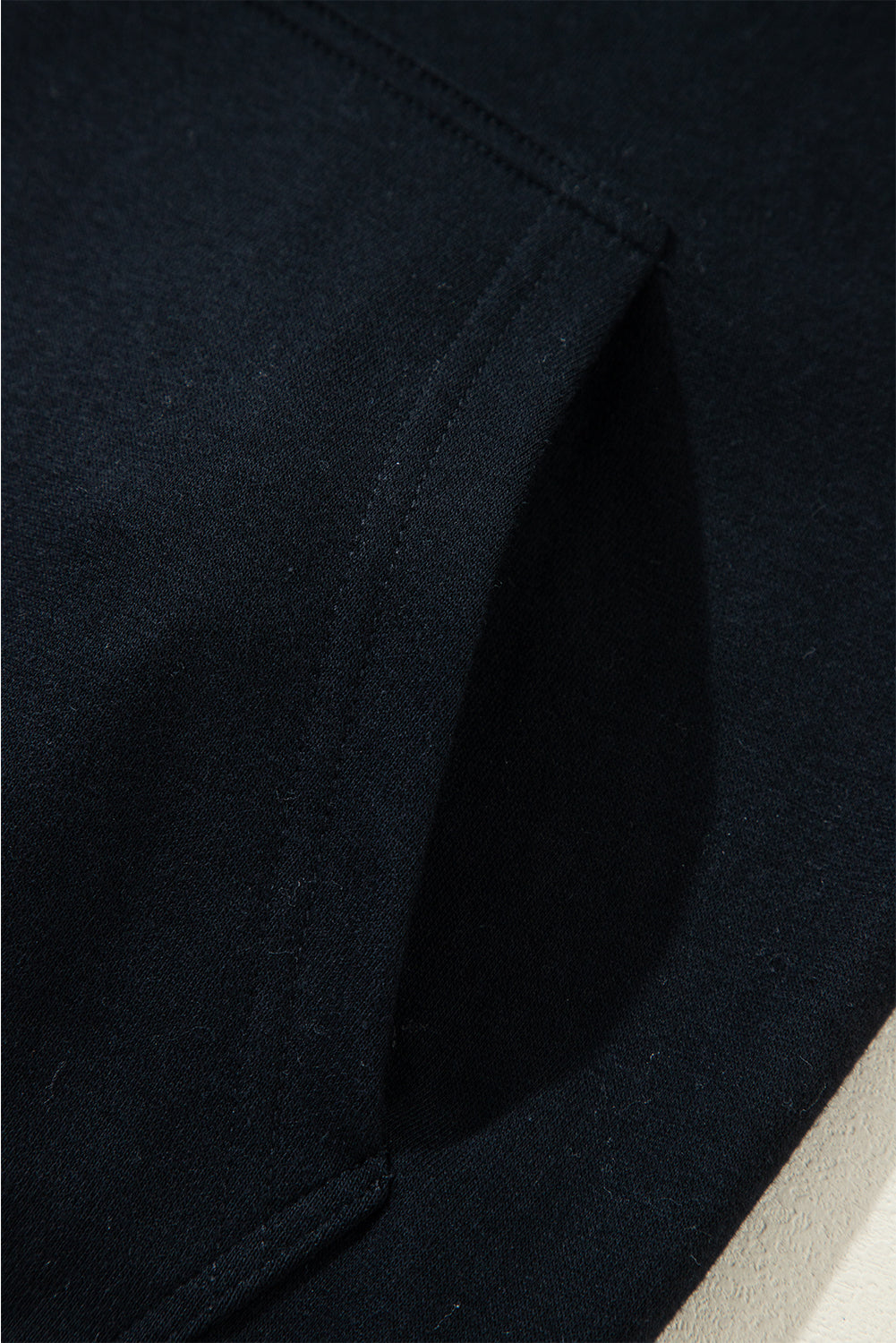 Black Stud Detail Kangaroo Pocket Drawstring Hoodie