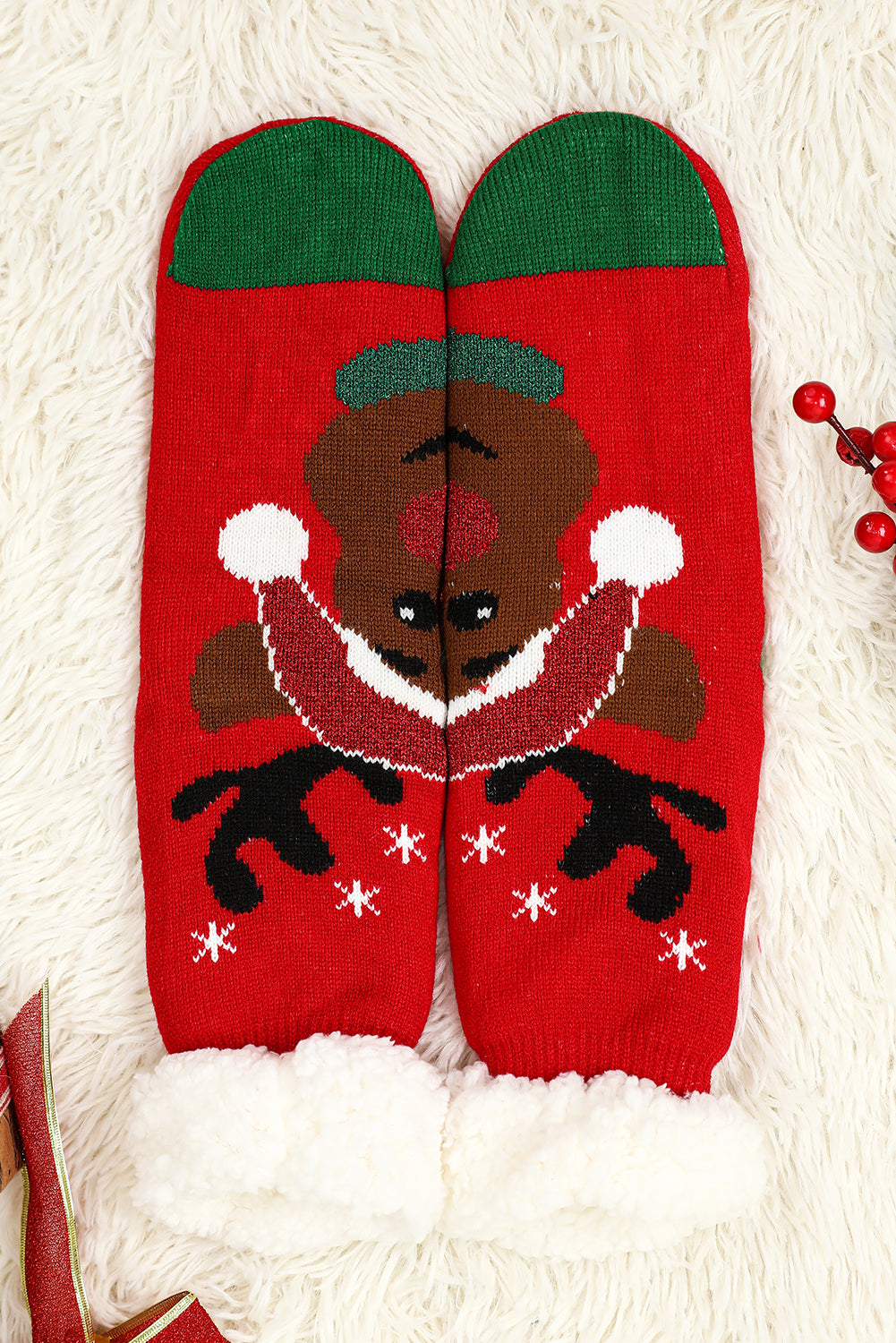 Black Christmas Tree Pattern Thermal Socks