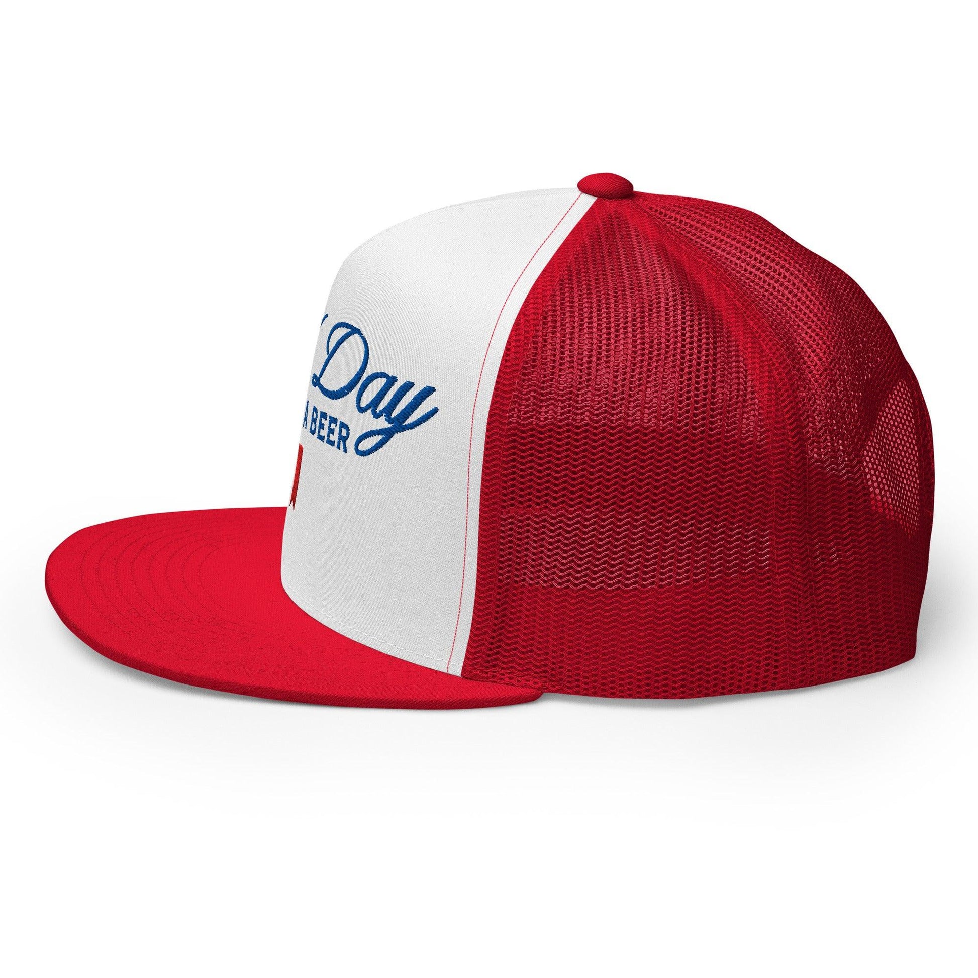 Bad Day to be a Beer Embroidered Flat Bill Brim Mesh Trucker Hat
