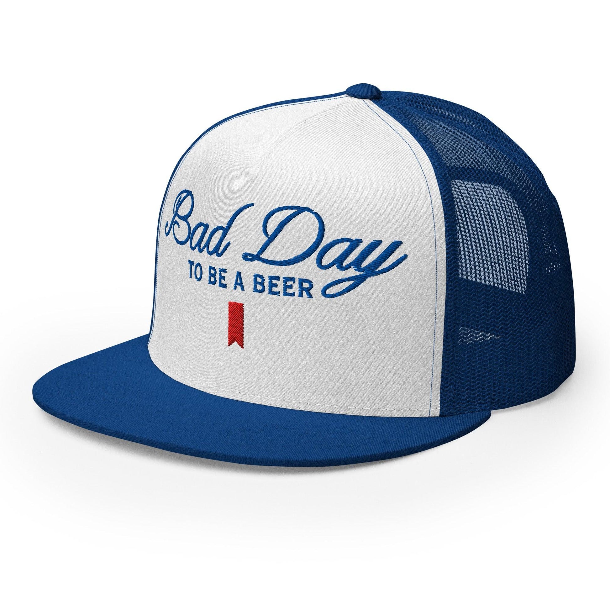 Bad Day to be a Beer Embroidered Flat Bill Brim Mesh Trucker Hat
