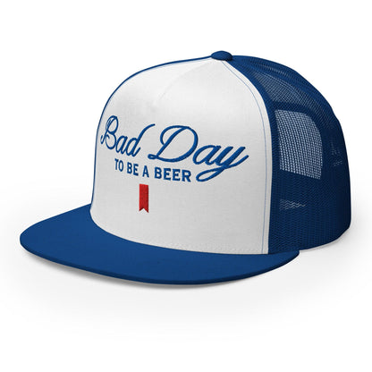 Bad Day to be a Beer Embroidered Flat Bill Brim Mesh Trucker Hat