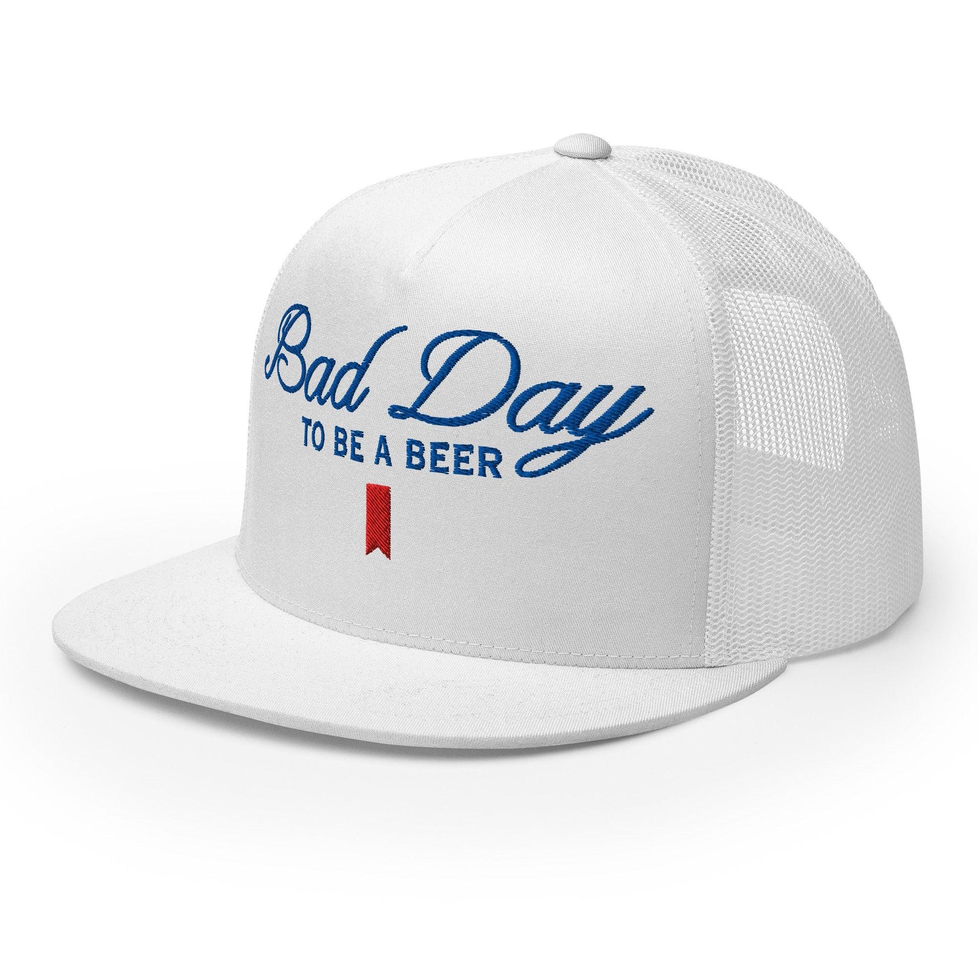 Bad Day to be a Beer Embroidered Flat Bill Brim Mesh Trucker Hat