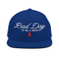 Bad Day to be a Beer Embroidered Flat Bill Brim Snapback Hat Blue - Royal