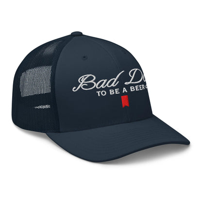 Bad Day to be a Beer Embroidered Mesh Trucker Hat Blue