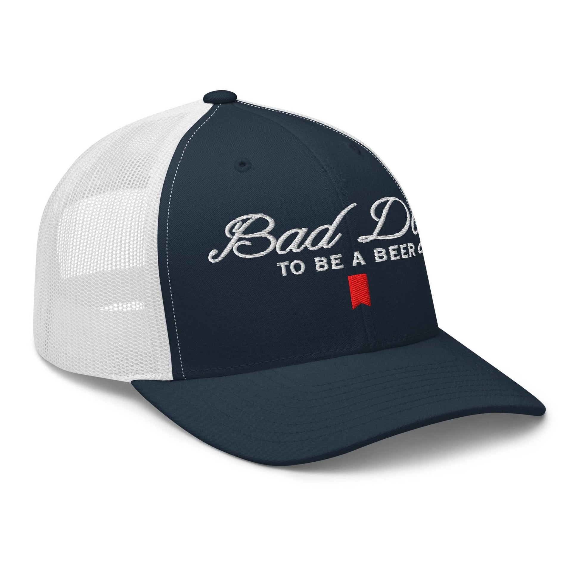 Bad Day to be a Beer Embroidered Mesh Trucker Hat Blue