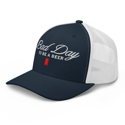 Bad Day to be a Beer Embroidered Mesh Trucker Hat Blue
