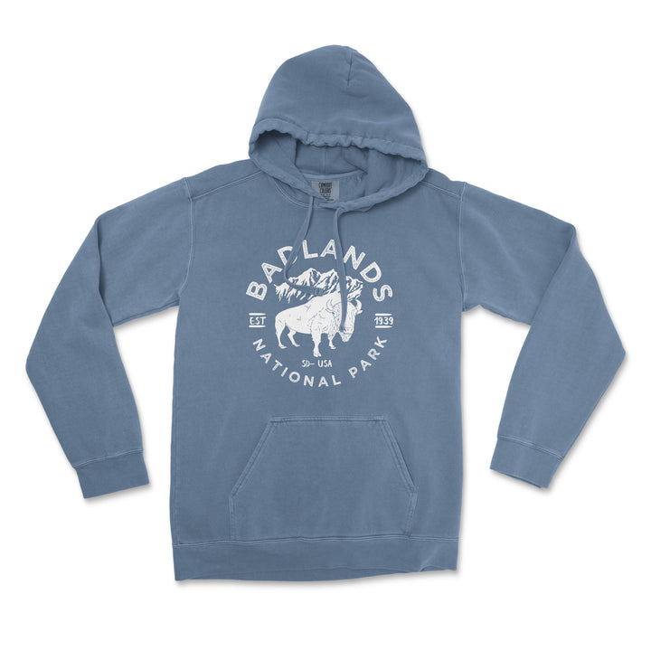 Badlands National Park Comfort Colors Hoodie - S / Blue Jean - hoodie