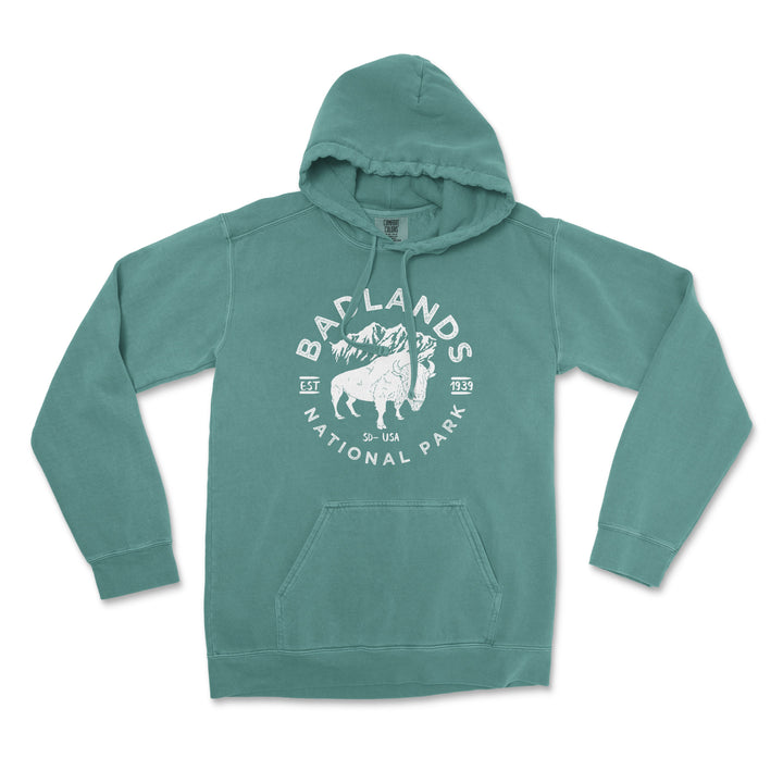 Badlands National Park Comfort Colors Hoodie - S / Blue Spruce - hoodie