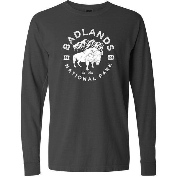 Badlands National Park Comfort Colors Long Sleeve T Shirt - Pepper / S - tshirt