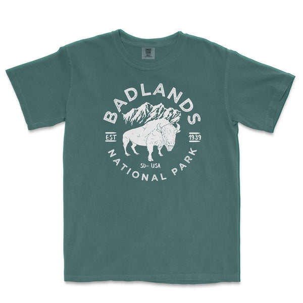 Badlands National Park Comfort Colors T Shirt - S / Blue Spruce - tshirt