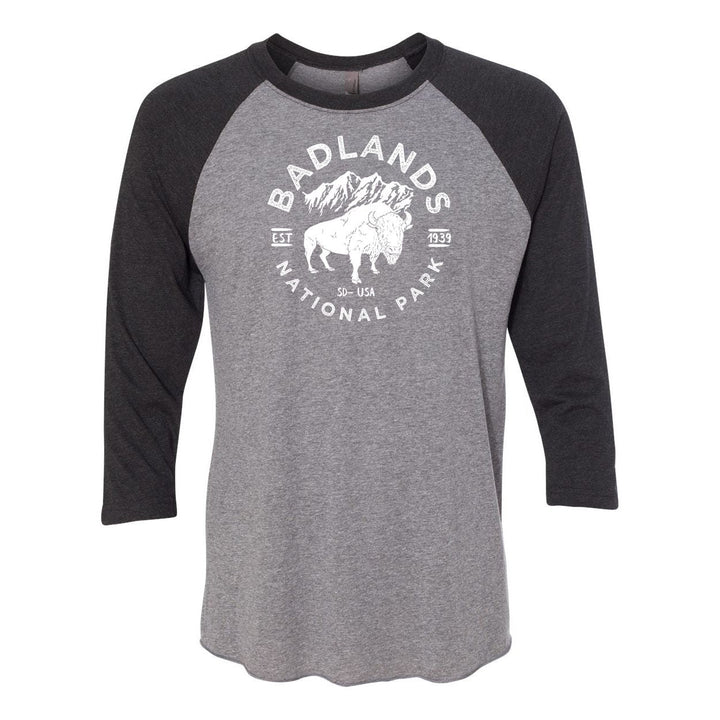 Badlands National Park Raglan - VBlackSleeve Heather / S - Raglan