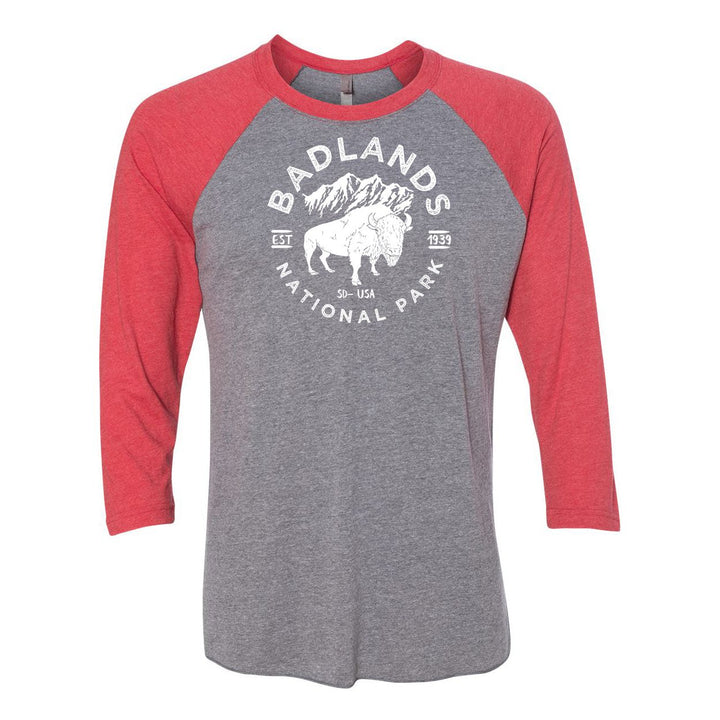 Badlands National Park Raglan - VRedSleeve Heather / S - Raglan