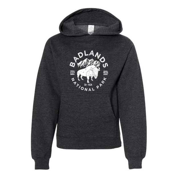 Badlands National Park Youth Hoodie Sweatshirt - S / Charcoal Heather - hoodie