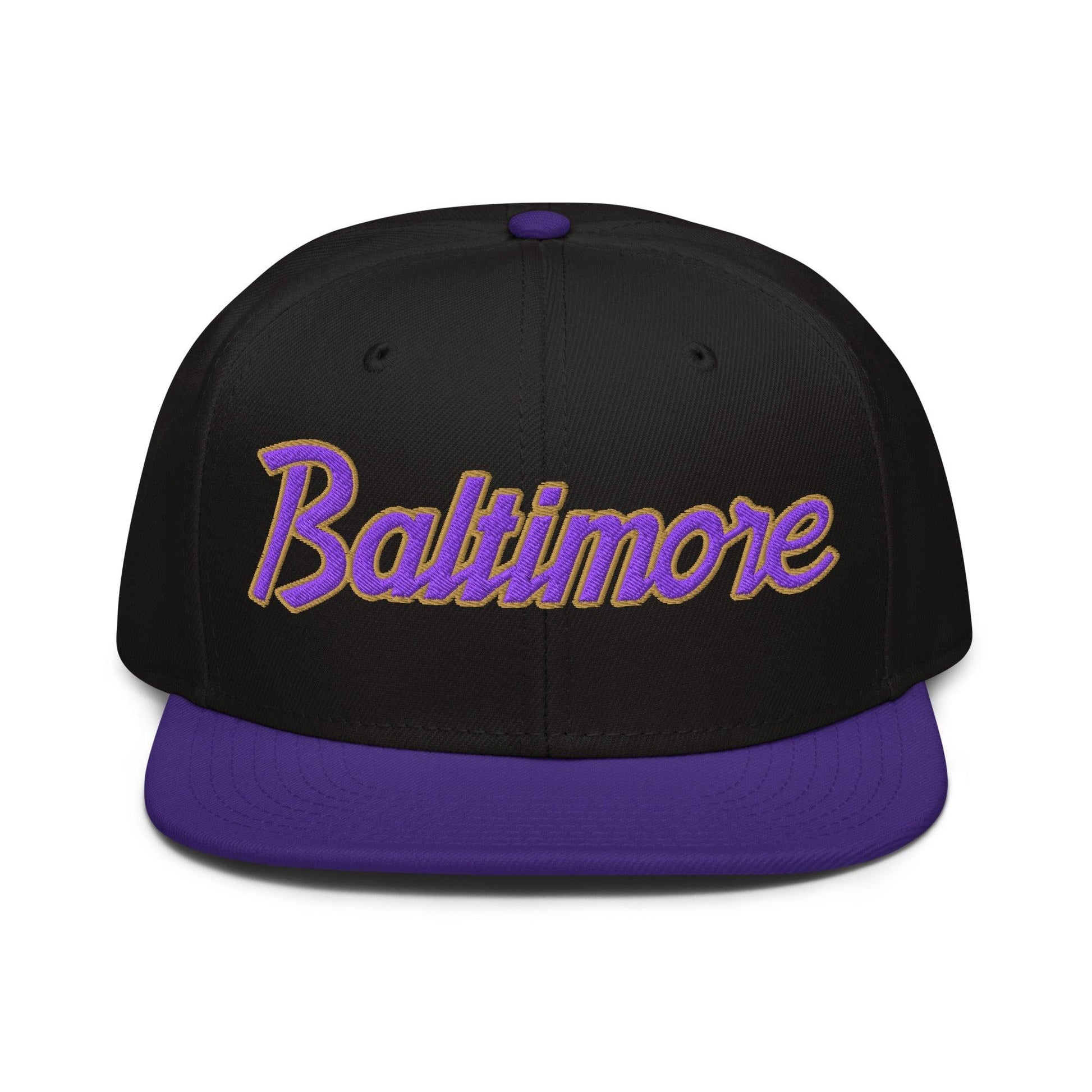 Baltimore Football Vintage Sports Script Flat Bill Brim Snapback Hat