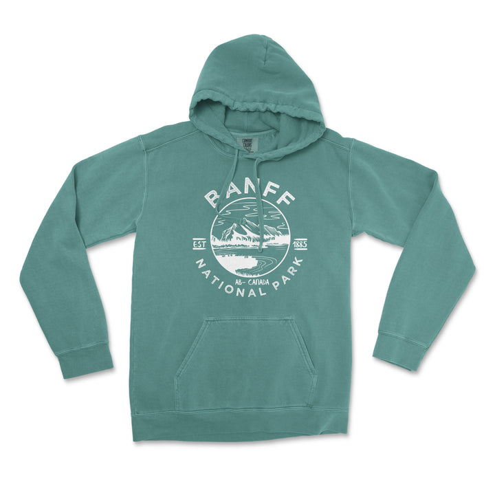 Banff National Park Comfort Colors Hoodie - S / Blue Spruce - hoodie