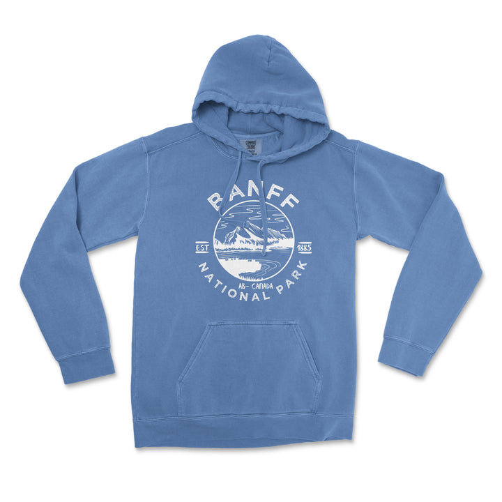 Banff National Park Comfort Colors Hoodie - S / Flo Blue - hoodie