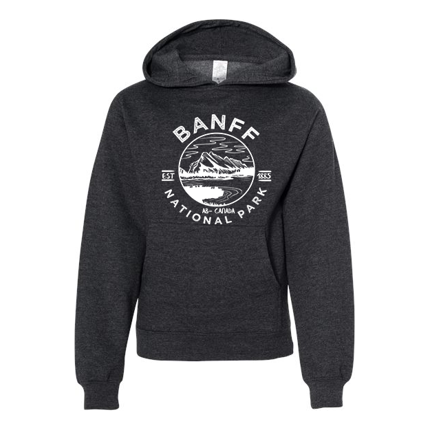 Banff National Park Youth Hoodie Sweatshirt - S / Charcoal Heather - hoodie