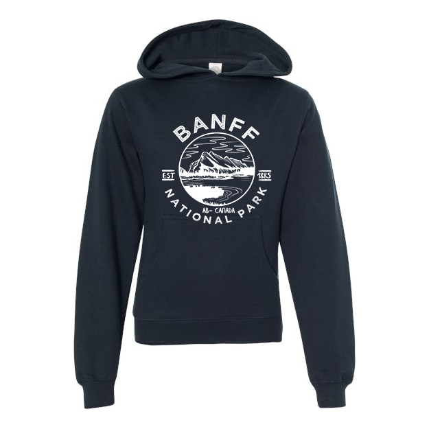 Banff National Park Youth Hoodie Sweatshirt - S / Navy - hoodie