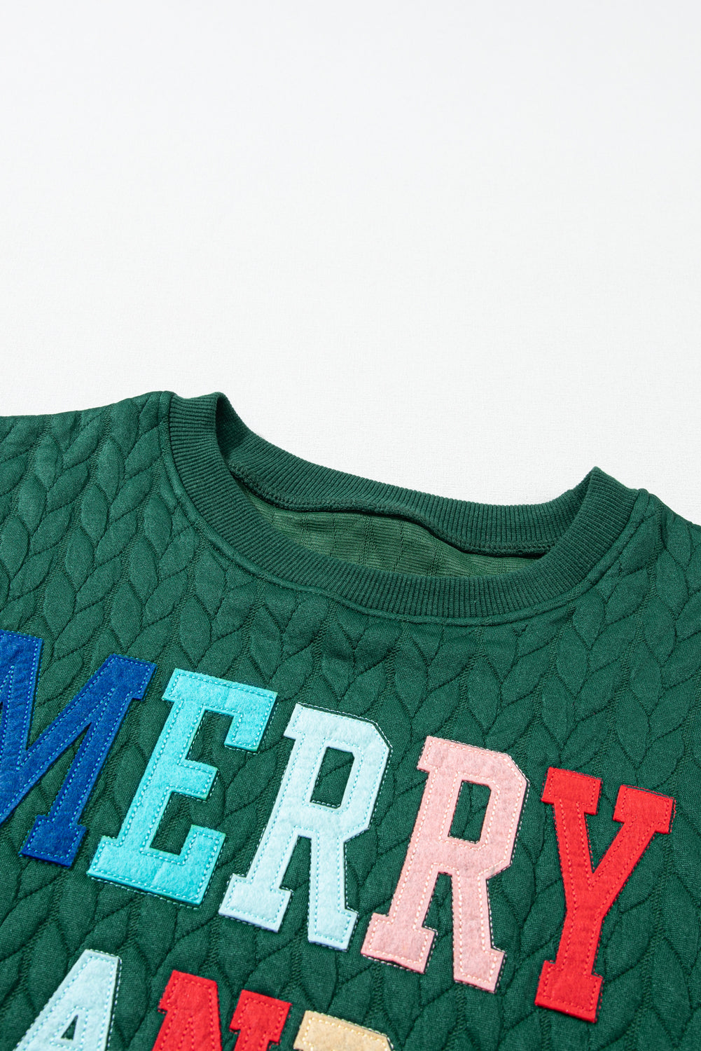 Blackish Green Merry And Bright Quilted Sweatshirt