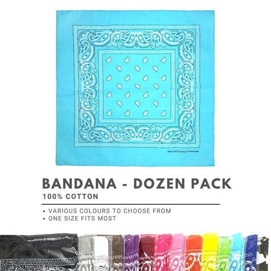 Bandana - Dozen Package Various Colours One Size - bandana