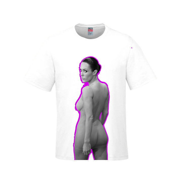 Bianca in Bold: Oversized Hot Pink Outline T-Shirt - White / Small - T-Shirt