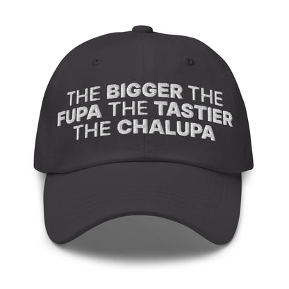 The Bigger the Fupa Tastier Chalupa Embroidered Dad Hat - Dark Grey