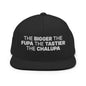The Bigger the Fupa Tastier Chalupa Embroidered Flat Bill Brim Snapback Hat - Black