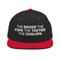 The Bigger the Fupa Tastier Chalupa Embroidered Flat Bill Brim Snapback Hat - Black/ Red