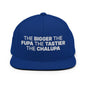The Bigger the Fupa Tastier Chalupa Embroidered Flat Bill Brim Snapback Hat - Royal Blue