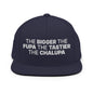 The Bigger the Fupa Tastier Chalupa Embroidered Flat Bill Brim Snapback Hat - Navy
