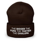 The Bigger the Fupa Tastier Chalupa Embroidered Knit Cuffed Beanie - Brown
