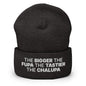 The Bigger the Fupa Tastier Chalupa Embroidered Knit Cuffed Beanie - Dark Grey