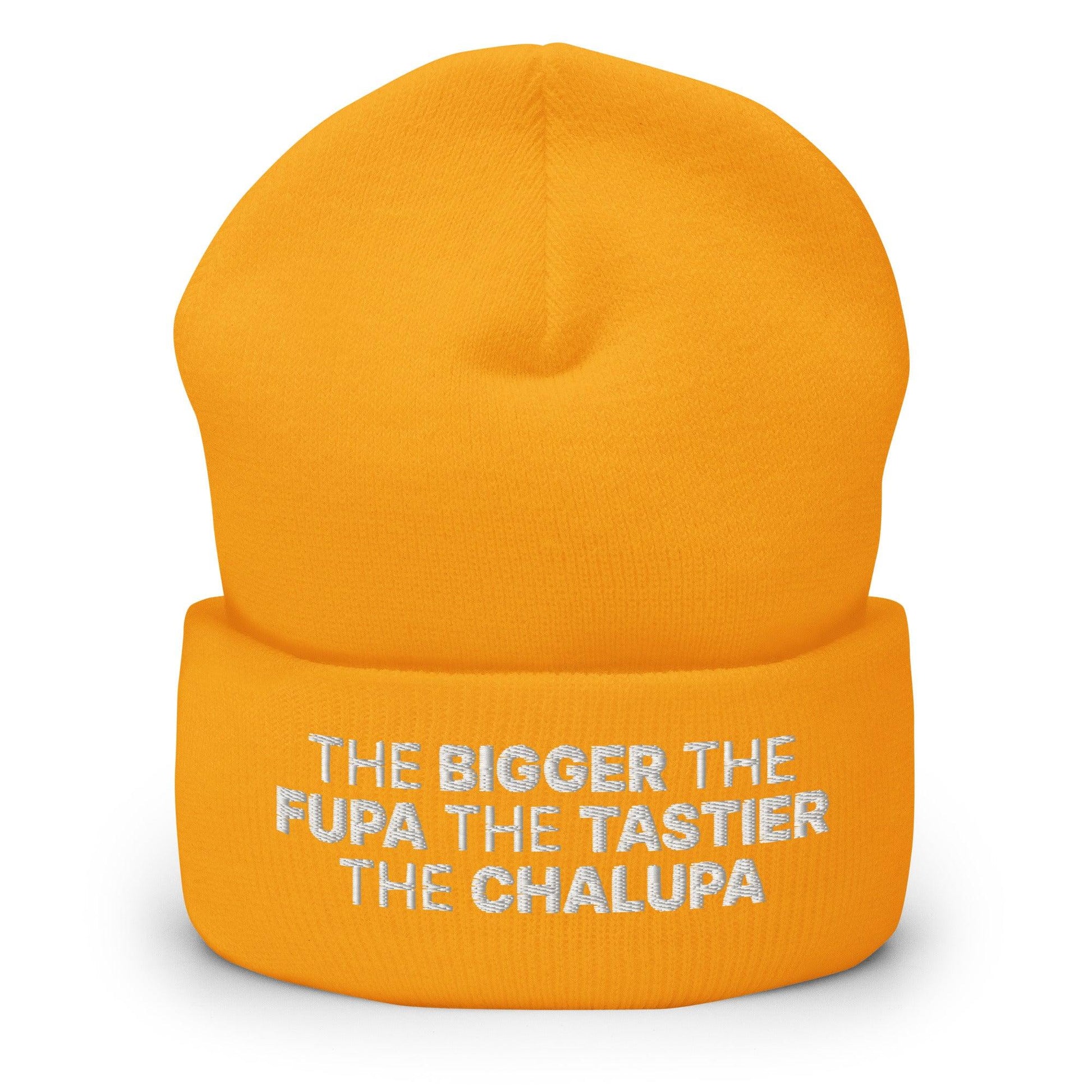 The Bigger the Fupa Tastier Chalupa Embroidered Knit Cuffed Beanie - Gold