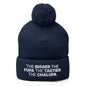 The Bigger the Fupa Tastier Chalupa Embroidered Knit Pom Beanie - Navy