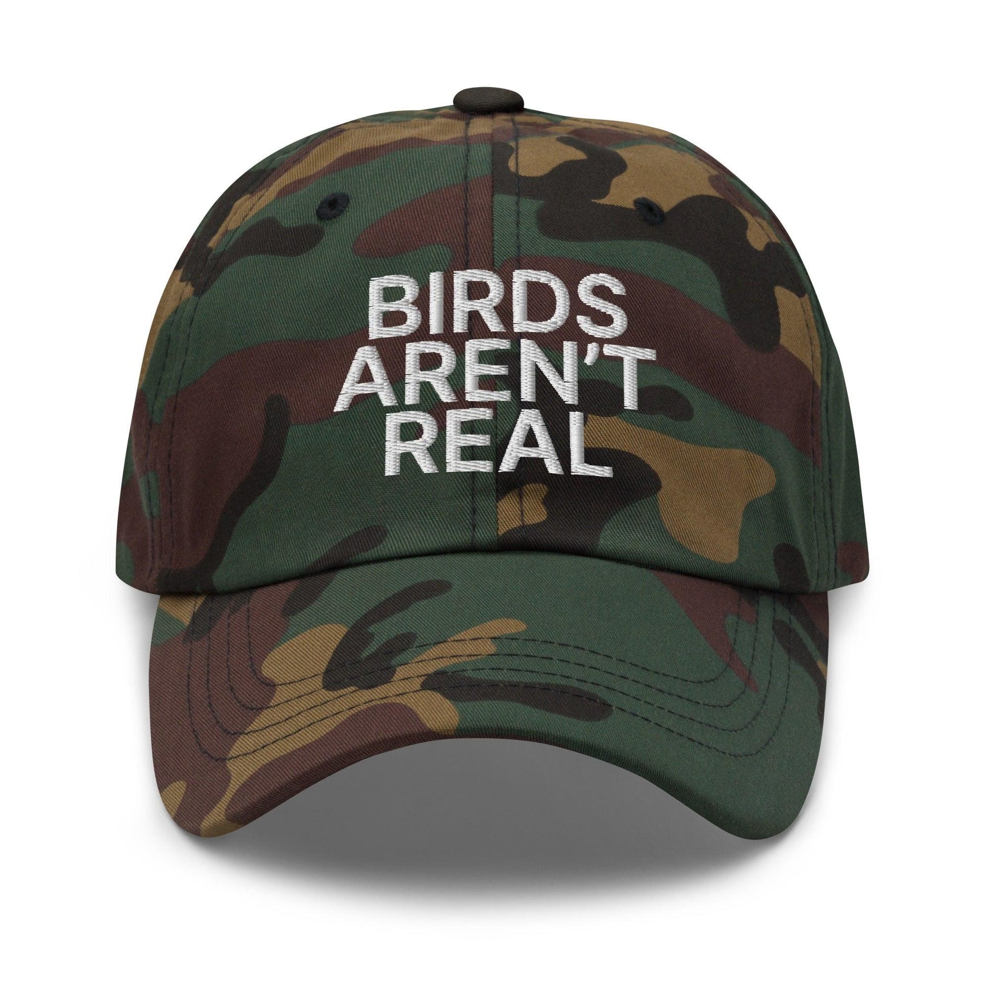 Birds Aren’t Real Embroidered Dad Hat - Green Camo