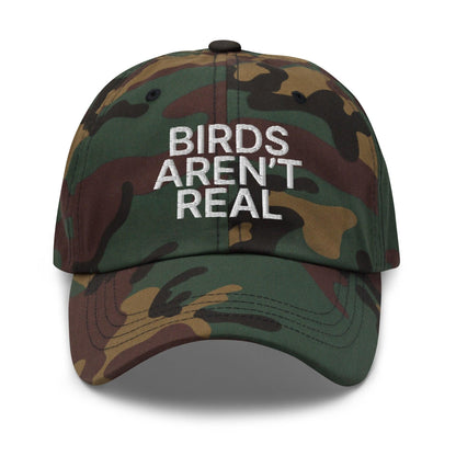 Birds Aren’t Real Embroidered Dad Hat - Green Camo
