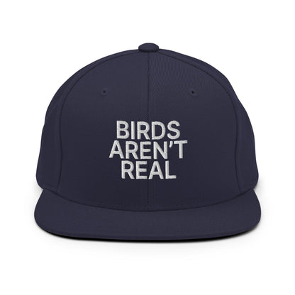 Birds Aren’t Real Embroidered Flat Bill Brim Snapback Hat - Navy