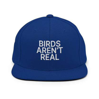 Birds Aren’t Real Embroidered Flat Bill Brim Snapback Hat - Royal Blue