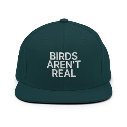 Birds Aren’t Real Embroidered Flat Bill Brim Snapback Hat - Spruce