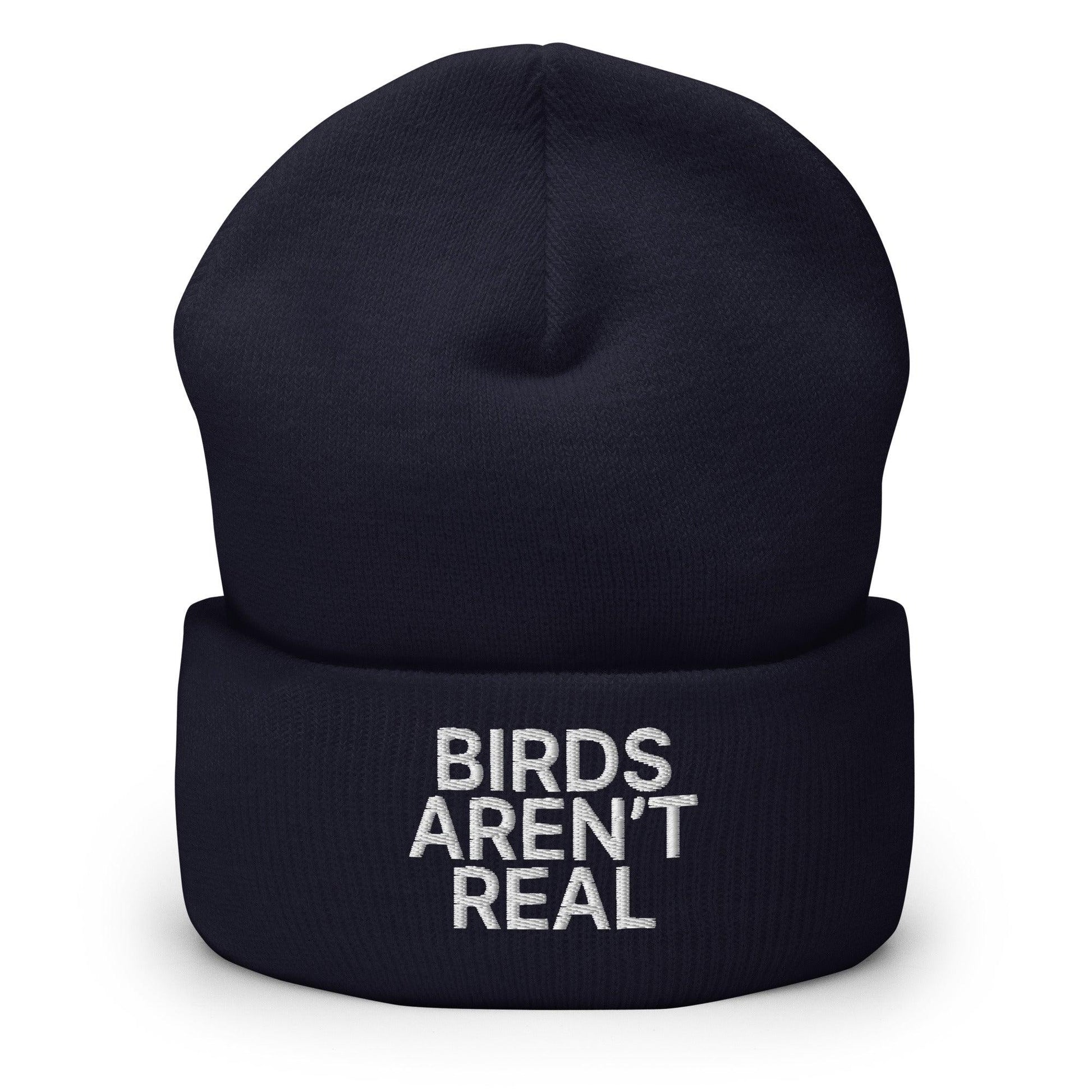 Birds Aren’t Real Embroidered Knit Cuffed Beanie - Navy