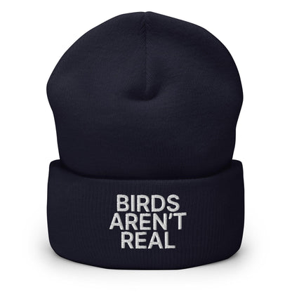Birds Aren’t Real Embroidered Knit Cuffed Beanie - Navy