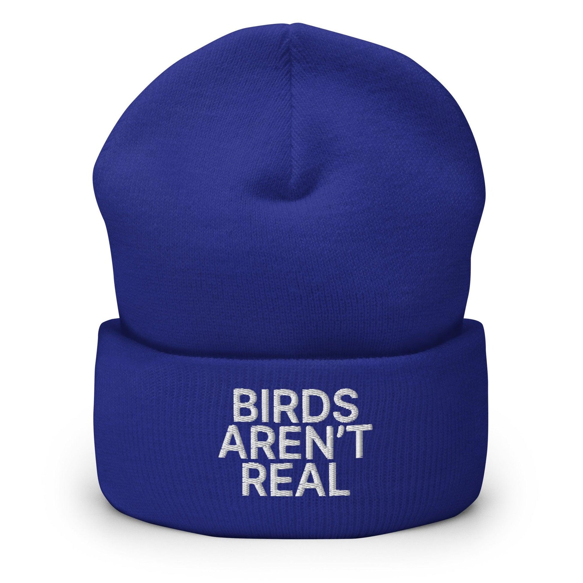 Birds Aren’t Real Embroidered Knit Cuffed Beanie - Royal