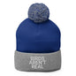 Birds Aren’t Real Embroidered Knit Pom Beanie - Royal/ Heather Grey
