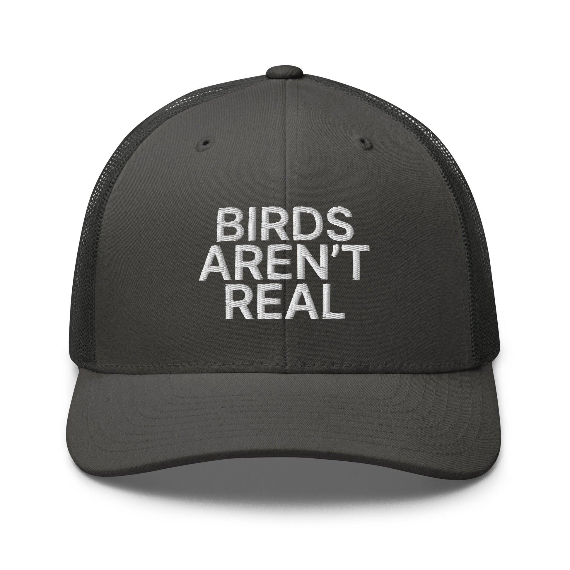 Birds Aren’t Real Embroidered Mesh Trucker Hat - Charcoal