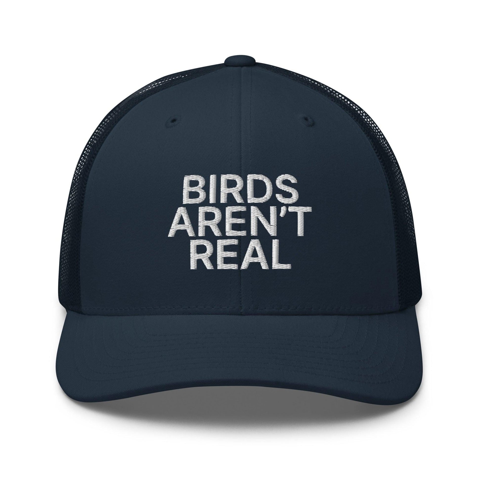 Birds Aren’t Real Embroidered Mesh Trucker Hat - Navy