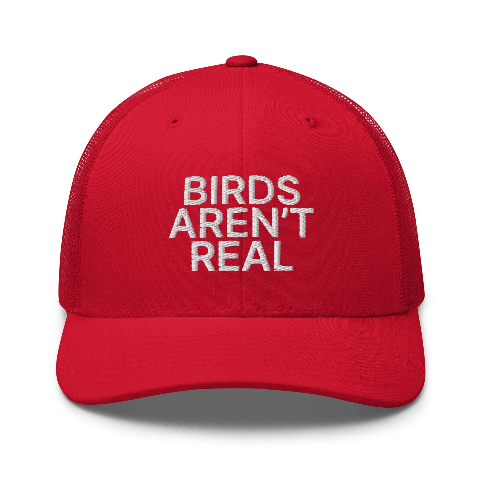 Birds Aren’t Real Embroidered Mesh Trucker Hat - Red