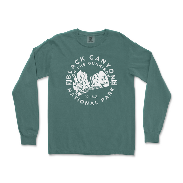 Black Canyon of the Gunnison National Park Comfort Colors Long Sleeve T Shirt - S / Blue Spruce - tshirt