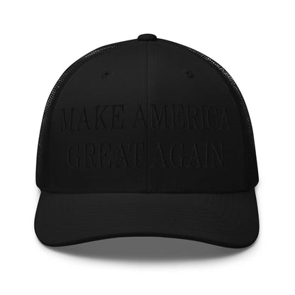 Blacked Out MAGA Make America Great Again Embroidered Mesh Trucker Hat